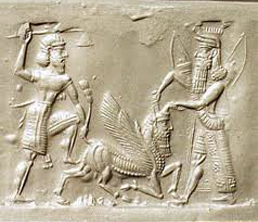 Gilgamesh und Enkidu tten einen Stier